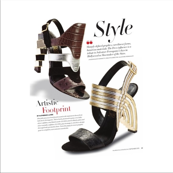 New! SALVATORE FERRAGAMO Lenny Mirror Sandals - Picture 6 of 16